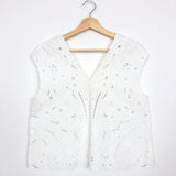 White Embroidered Sleeveless Top / BABATON - Size XS