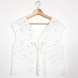 White Embroidered Sleeveless Top / BABATON - Size XS