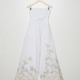 White Embroidered Strapless Linen Jumpsuit / MARA HOFFMAN - Size 2