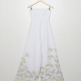 White Embroidered Strapless Linen Jumpsuit / MARA HOFFMAN - Size 2