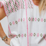 White Embroidered Three Panel Mini Kaftan Dress / PIPPA HOLT - One Size