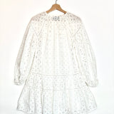 White English Embroidered Balloon Sleeves Mini Dress / SCARLETT POPPIES - Size S