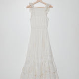 White English Embroidered Maxi Dress / ULLA JOHNSON - Size 0