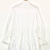 White English Embroidered Smock-neck Mini Dress / THE KOOPLES - Size 1