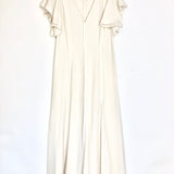 White EVETTE Crepe V-neck Flutter Sleeves Midi Dress / ULLA JOHNSON - Size US 4