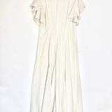 White EVETTE Crepe V-neck Flutter Sleeves Midi Dress / ULLA JOHNSON - Size US 4