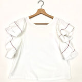 White Flared Ruffled Sleeves Cotton Top / SEE BY CHLOE - Size 38