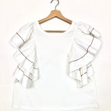 White Flared Ruffled Sleeves Cotton Top / SEE BY CHLOE - Size 38