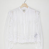 White Floral Embroidered Cotton Silk-blend Voile Blouse - model MIKIA  / ISABEL MARANT - Size 34