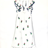 White Floral Embroidered Open Back Flared Dress / PAUL & JOE - Size 36