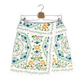 White Floral FOLK Cotton-Twill Wrap Mini Skirt / FARM RIO - Size 29