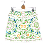 White Floral FOLK Cotton-Twill Wrap Mini Skirt / FARM RIO - Size 29