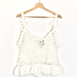 White Flowers Crochet Cotton Top / FARM RIO - Size M