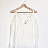 White Flowy Silk Sleeveless Top / FORTE_FORTE