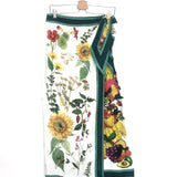 White Fruitta Print Linen Wrap Midi Skirt / ALEMAIS - Size AUS 12