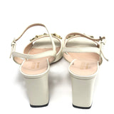 White Horsebit Open-toe Mid-heel Sandals / GUCCI - Size 37.5
