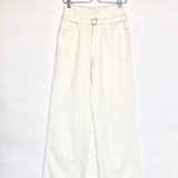 White INI Cotton and Linen Blend High Rise Flared Pants / 7 FOR ALL MANKIND - Size 25
