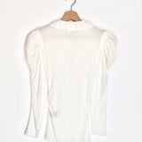 White JEN Ruched Jersey Puffed Juliet Sleeves Top / ISABEL MARANT - Size 34