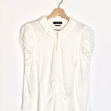 White JEN Ruched Jersey Puffed Juliet Sleeves Top / ISABEL MARANT - Size 34