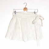 White JOLA Striped Linen-blend High-rise Shorts / THREE GRACES LONDON - Size UK 12