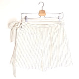 White JOLA Striped Linen-blend High-rise Shorts / THREE GRACES LONDON - Size UK 12
