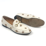 White JORDAAN Embroidered Bees and Stars Horsebit Leather Loafers / GUCCI - Size 37