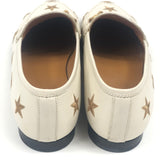 White JORDAAN Embroidered Bees and Stars Horsebit Leather Loafers / GUCCI - Size 37