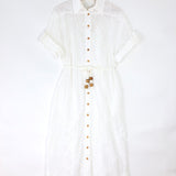 White KIRRA English Embroidered Belted Midi Dress / ZIMMERMANN - Size 1