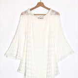 White Lamé Viscose with Raschel Workmanship Kaftan Short Cover-up Dress / MISSONI - Size 38