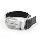 White Leather Belt - model MIRAGE / HTC - Size 80cm