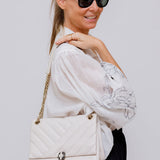 White Leather Flap Cover Serpenti Cabochon Shoulder Bag / BVLGARI