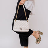 White Leather Flap Cover Serpenti Cabochon Shoulder Bag / BVLGARI