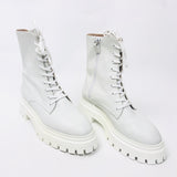 White Leather Lace-up Boots - model BEDFORD / STUART WEITZMAN - Size 37.5