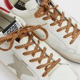 White Leather Low Top Sneakers with Gold Laces - model SUPERSTAR / GOLDEN GOOSE - Size 38