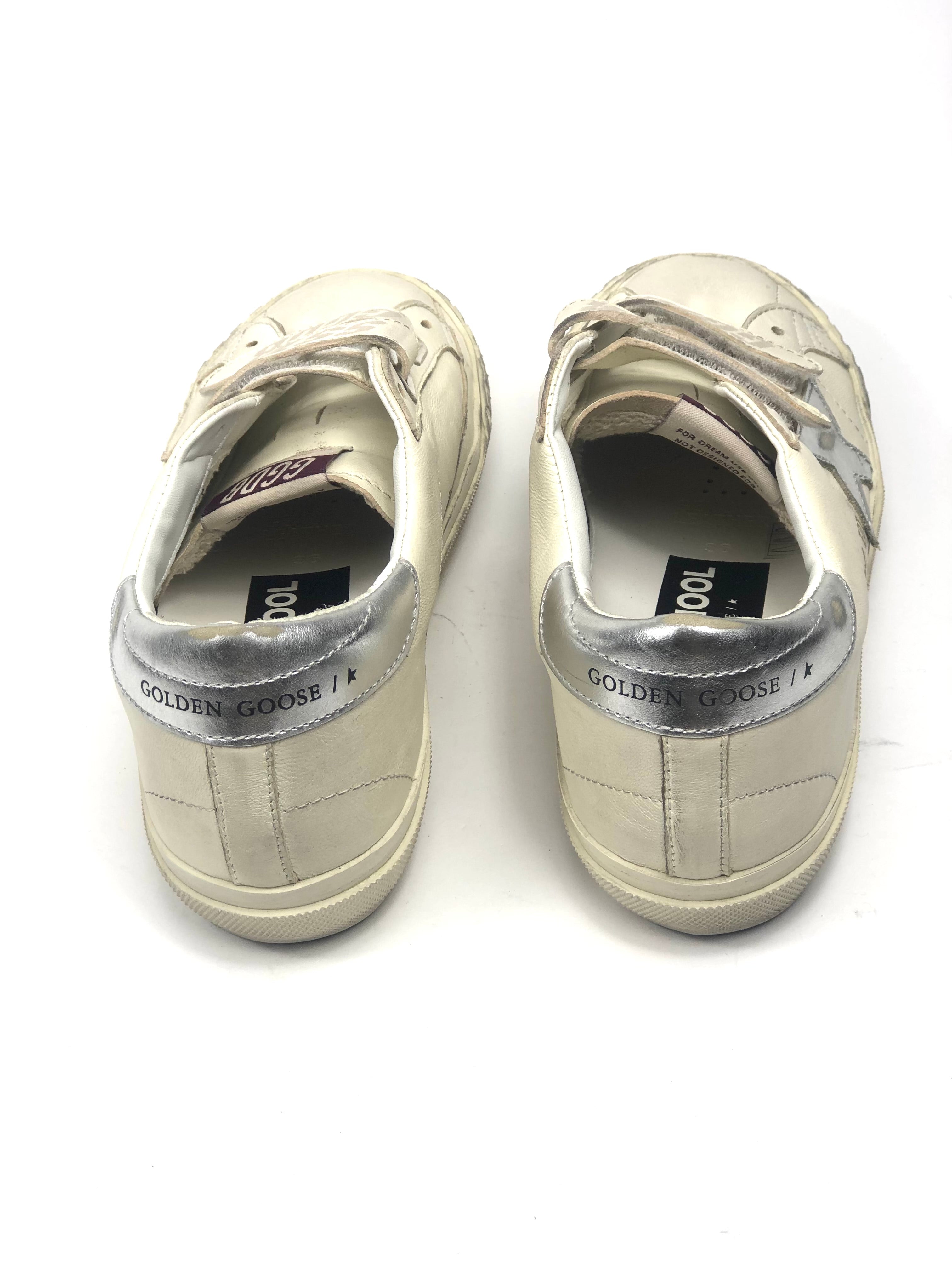 Silver Glitter Golden Goose Old School Velcro Leather Sneakers May