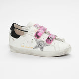 White Leather OLD SCHOOL Sneakers with Pink Velcros / GOLDEN GOOSE - Size 36
