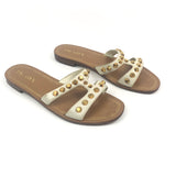 White Leather Studded Flat Sandals / PRADA - Size 38
