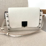 White Leather Studded Shoulder Bag / JIMMY CHOO