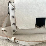 White Leather Studded Shoulder Bag / JIMMY CHOO