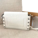 White Leather Studded Shoulder Bag / JIMMY CHOO