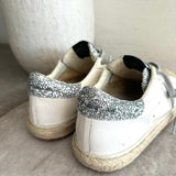 White Leather SUPERSTAR Sneakers with Glitter and Raffia Toe / GOLDEN GOOSE - Size 38