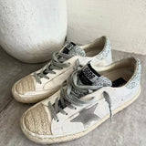 White Leather SUPERSTAR Sneakers with Glitter and Raffia Toe / GOLDEN GOOSE - Size 38