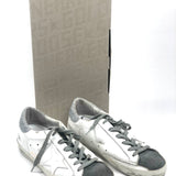 White Leather with Gray Suede and Swarovski Crystal Heel-tab  SUPERSTAR Low Top Sneakers / GOLDEN GOOSE - Size 37