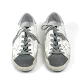 White Leather with Gray Suede and Swarovski Crystal Heel-tab  SUPERSTAR Low Top Sneakers / GOLDEN GOOSE - Size 37