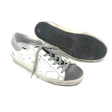 White Leather with Gray Suede and Swarovski Crystal Heel-tab  SUPERSTAR Low Top Sneakers / GOLDEN GOOSE - Size 37