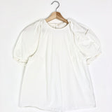 White LEIGH Flutter Sleeve Cotton Poplin Top / ULLA JOHNSON - Size US 4