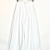 White Lined Poplin High Rise Wide Leg Pants / KHOON HOOI - Size 38