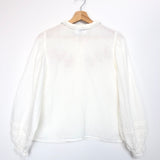 White Linen Buttoned Embroidered Shirt / ROUJE - Size 36