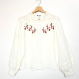 White Linen Buttoned Embroidered Shirt / ROUJE - Size 36