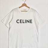 White Logo Cotton Loose T-shirt / CELINE - Size S